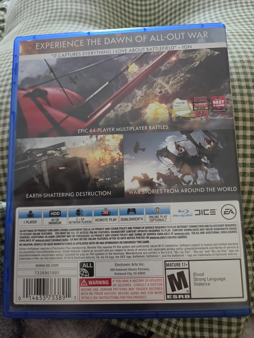 Battlefield 1 PS4 Game - Blue Case by EA